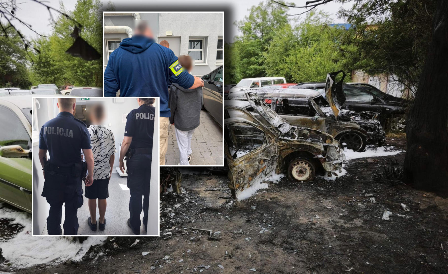 Poznań: pięciu chłopców w wieku 8-12 lat podpaliło auta na parkingu przy Roboczej
